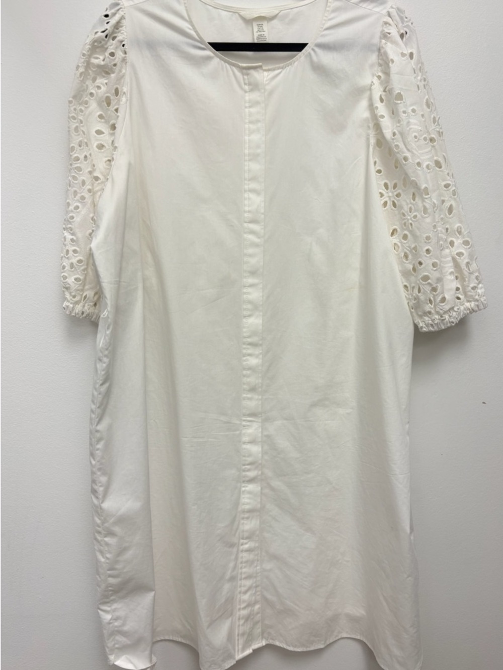 H&M Eyelet Sleeve White Shift Dress Size XXL